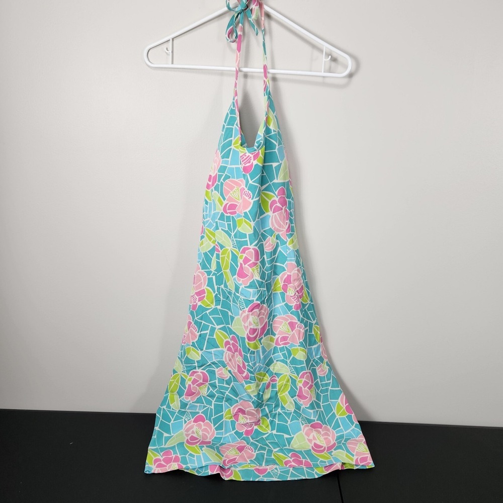 Lilly Pulitzer Rose Silk Blend Cote D'Azur Mosaic Dress Size‎ 8 Womens Halter - Picture 3 of 7